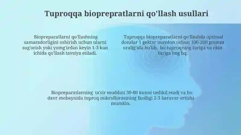 Bioprepratlarni qo'llash usullarini o'rganish 4