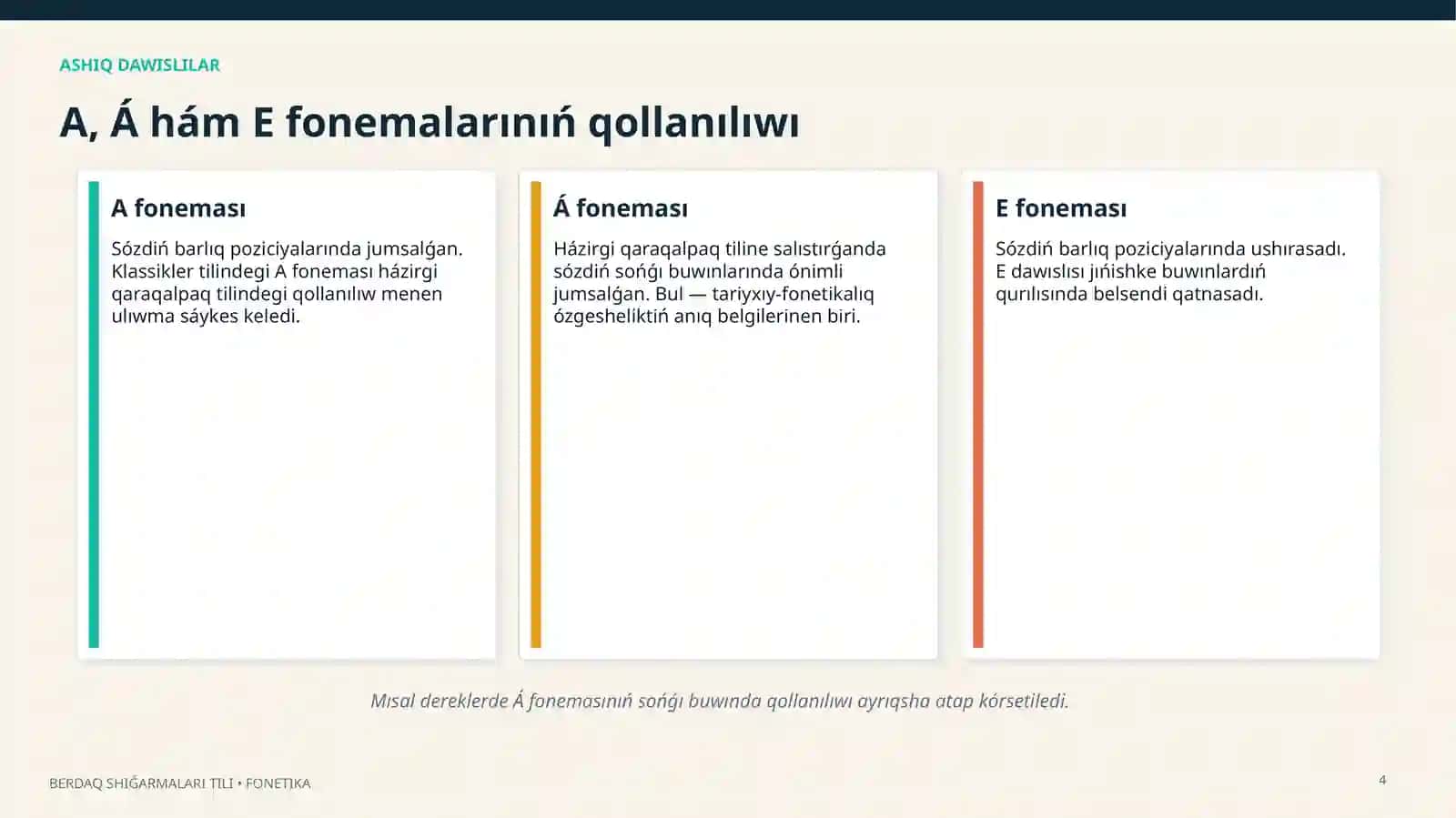 Berdaq shıǵarmaları tilindegi 4