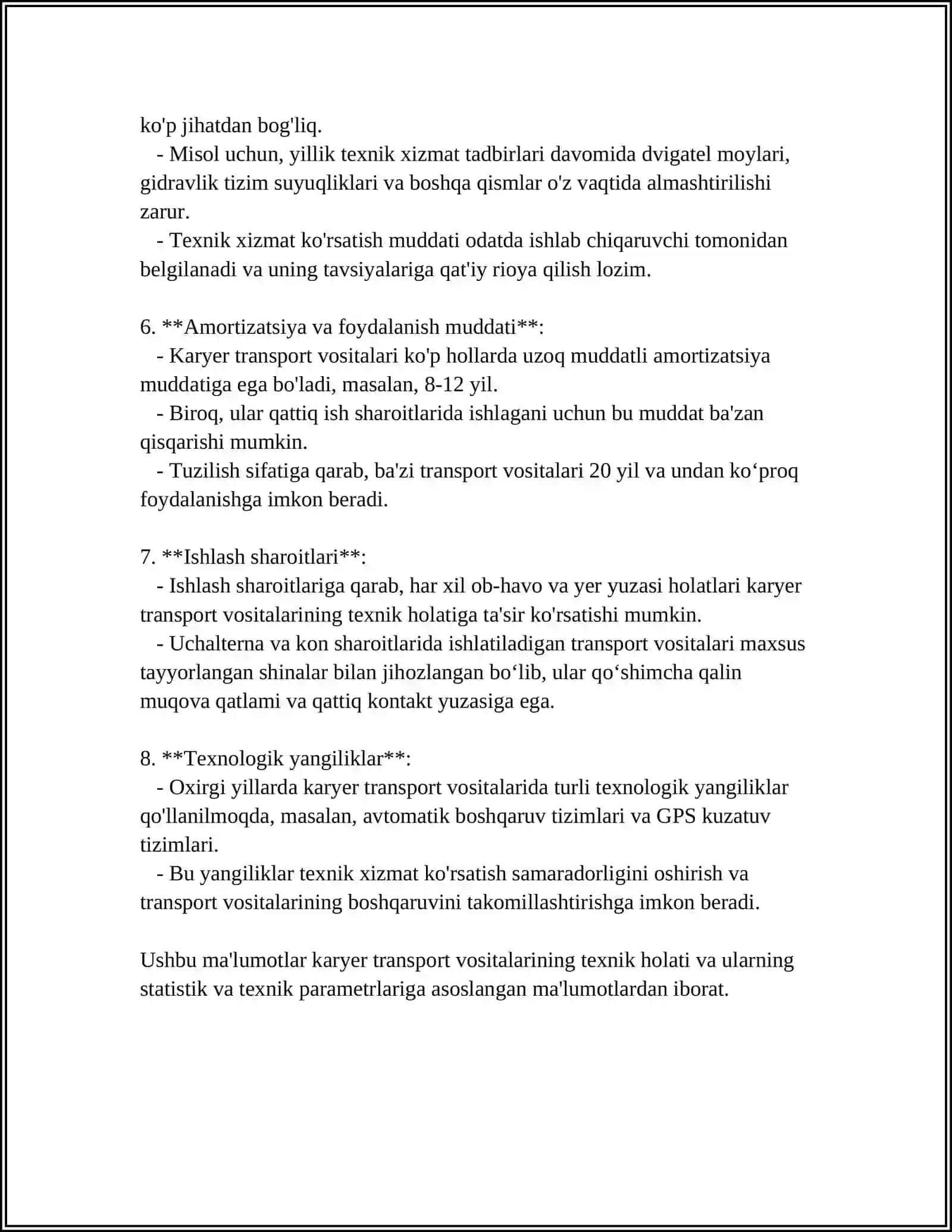 KARYER TRANSPORT VOSITALARINING TEXNIK HOLATI 4