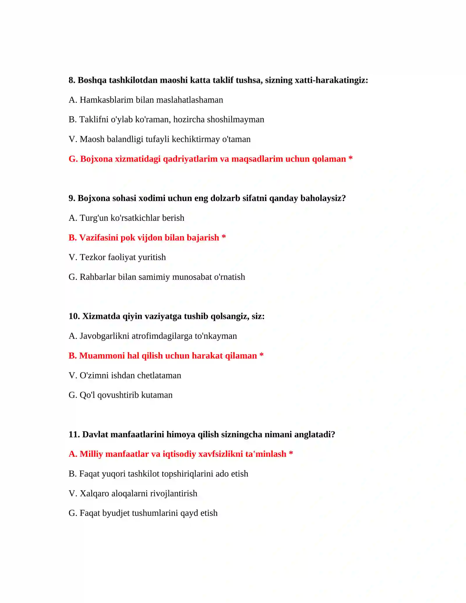 Bojxona mantiqiy savol javob PDF 4