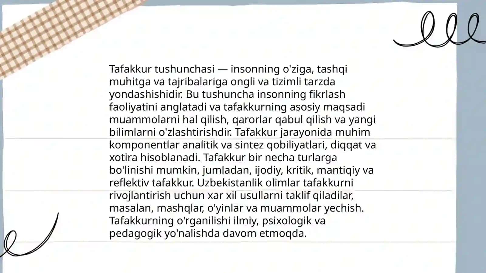 Tafakkur jarayoni tushunchasi,shakllanishi va sifatlari 4