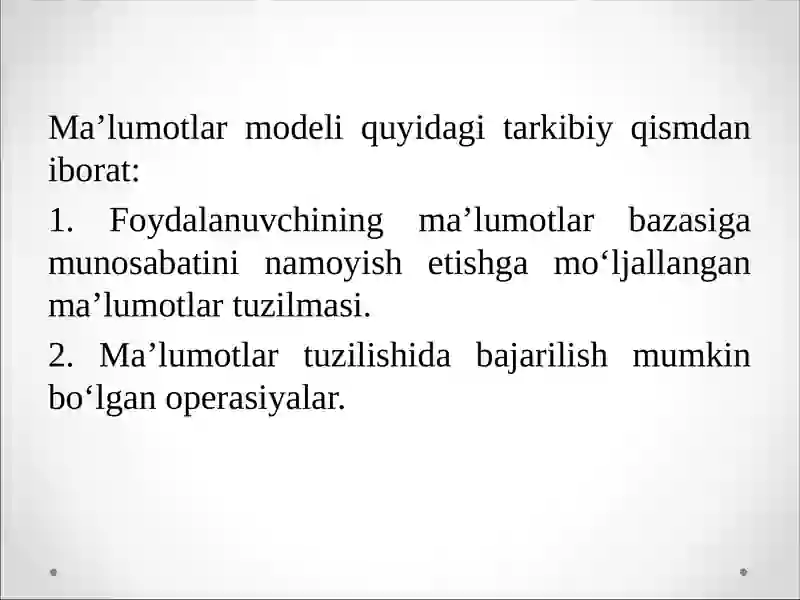 Ma’lumotlar bazalari va katta xajmdagi ma’lumotlar bilan ishlash texnologiyalari 4