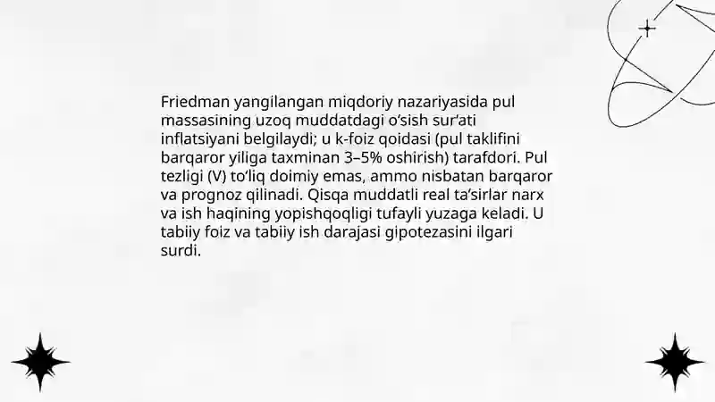 Milton Fridman va monetarizm:Pul-kredit siyosati va inflyatsiya nazorati 4