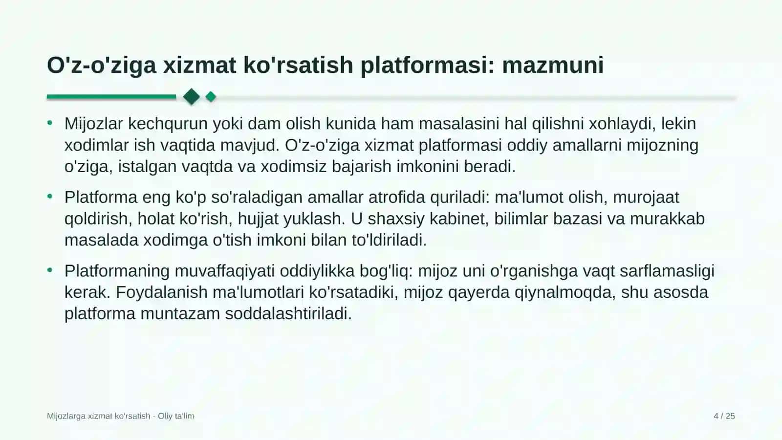 taksi xizmatida o'z o'ziga xizmat ko'rsatish platformasini joriy etish 8166 4