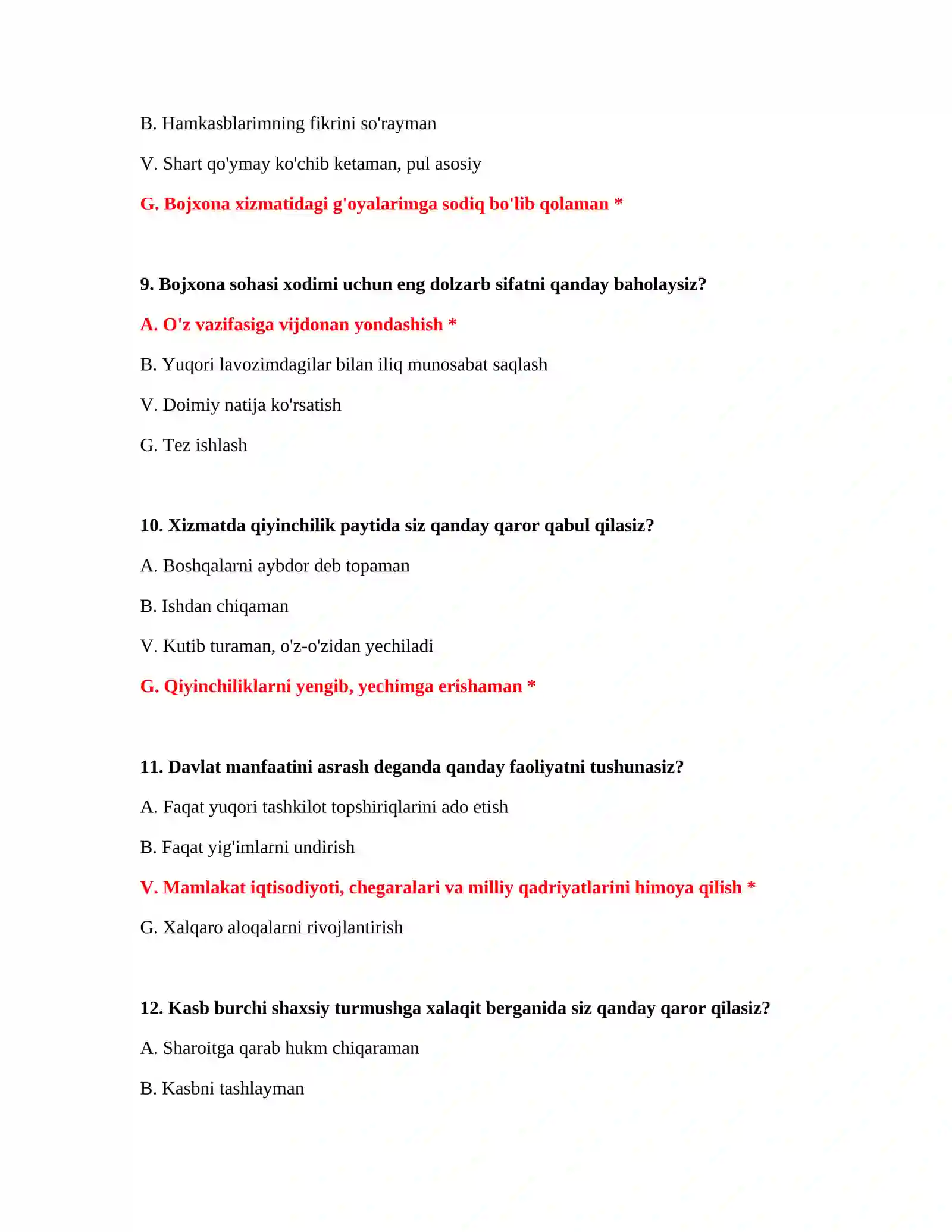 Bojxona mantiqiy test 100 ta 4