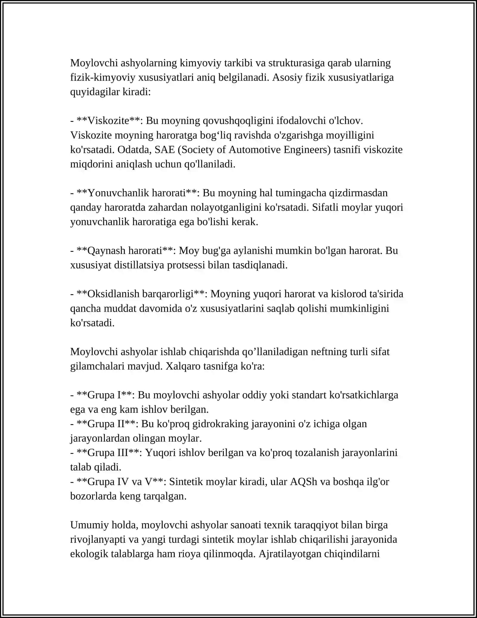 MOYLOVCHI ASHYOLARNI FIZIK-KIMYOVIY XARAKTERISTAKALARI 4