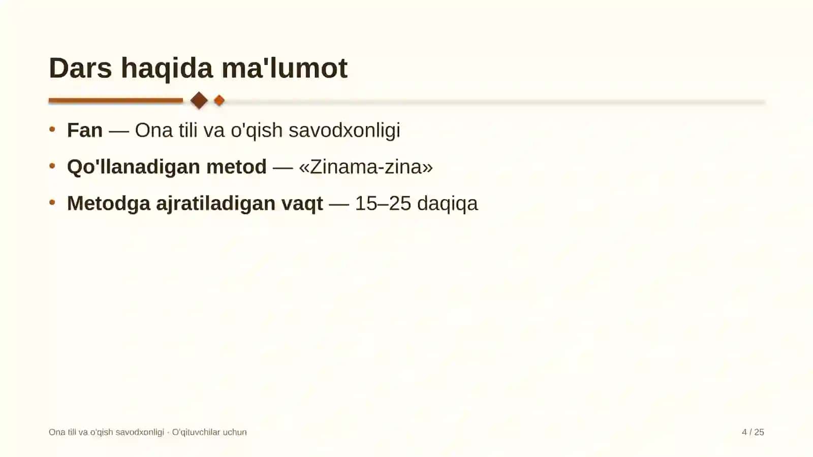 ona tili va o'qish savodxonligi darslarida zinama zina metodidan foydalanish 6631 4