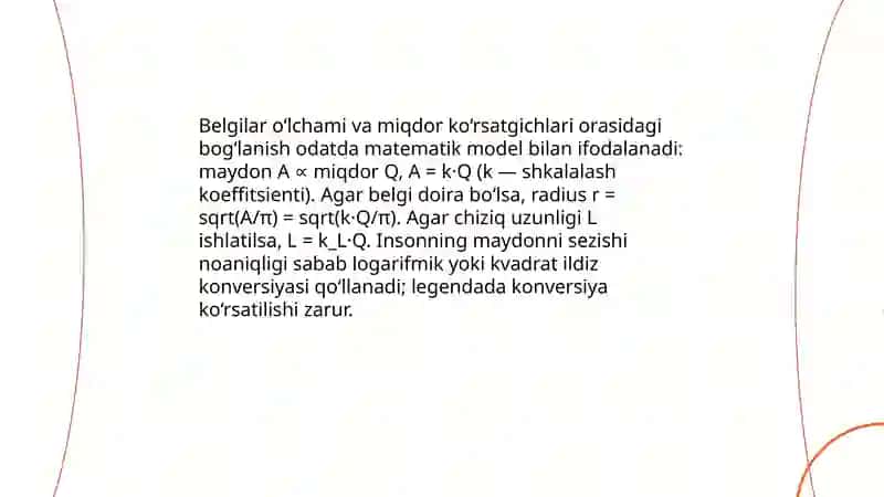 Belgilar usulida uzluksiz shartli shkalada tasvirlanganda miqdor koʻrsatgichlari 4