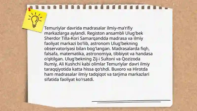 Amir Temur va Temuriylar madaniyati 4