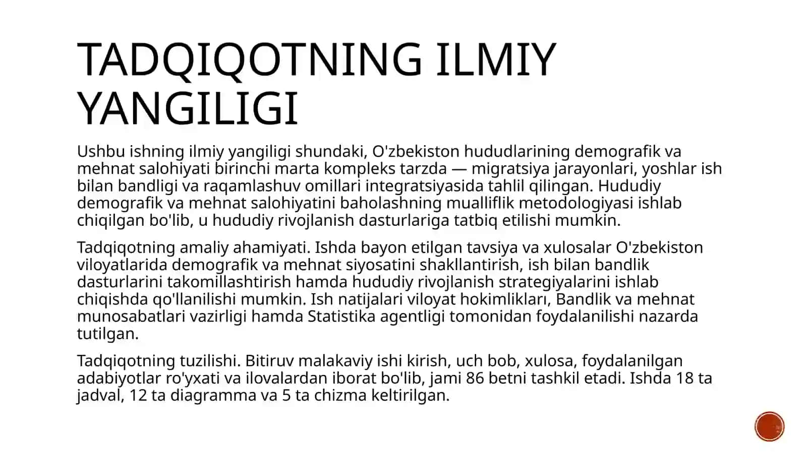 HUDUDLARNING DEMOGRAFIK VA MEHNAT SALOHIYATI. IJTIMOIY INFRATUZILMA 4