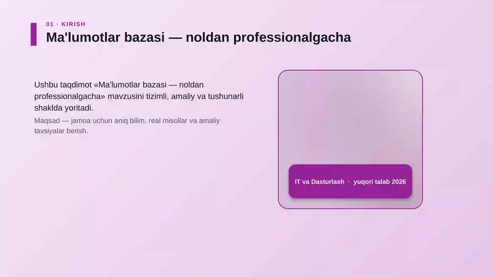 Ma'lumotlar bazasi — noldan professionalgacha 4