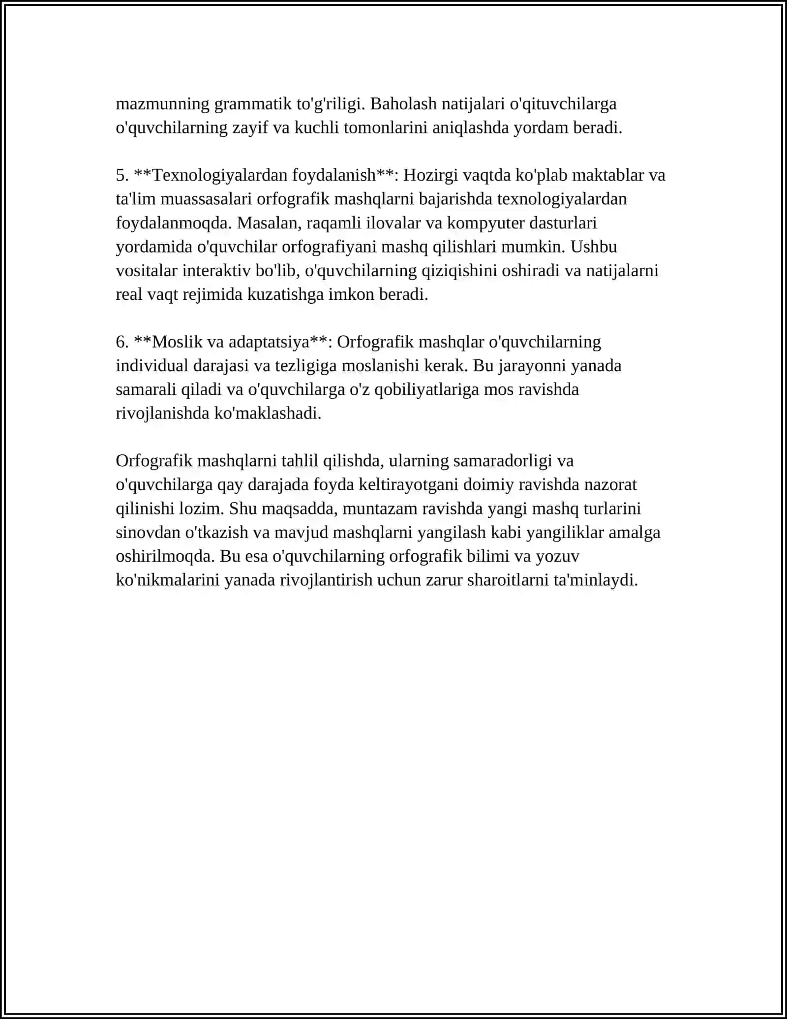 1-4-SINF DARSLIKLARIDAGI ORFOGRAFIYAGA OID MASHQLARNI TAHLIL QILISH 4
