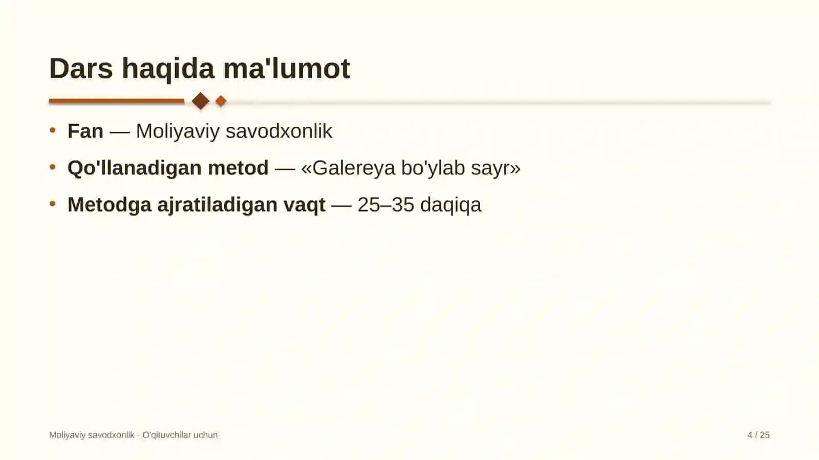 moliyaviy savodxonlik darslarida galereya bo'ylab sayr metodidan foydalanish 9479 4