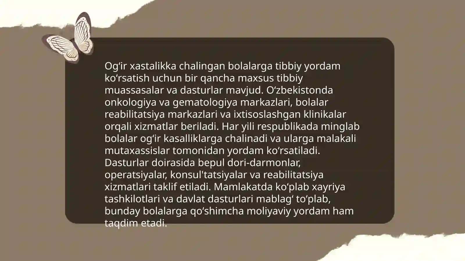 Ogʻir xastalikka chalingan bolalar 4