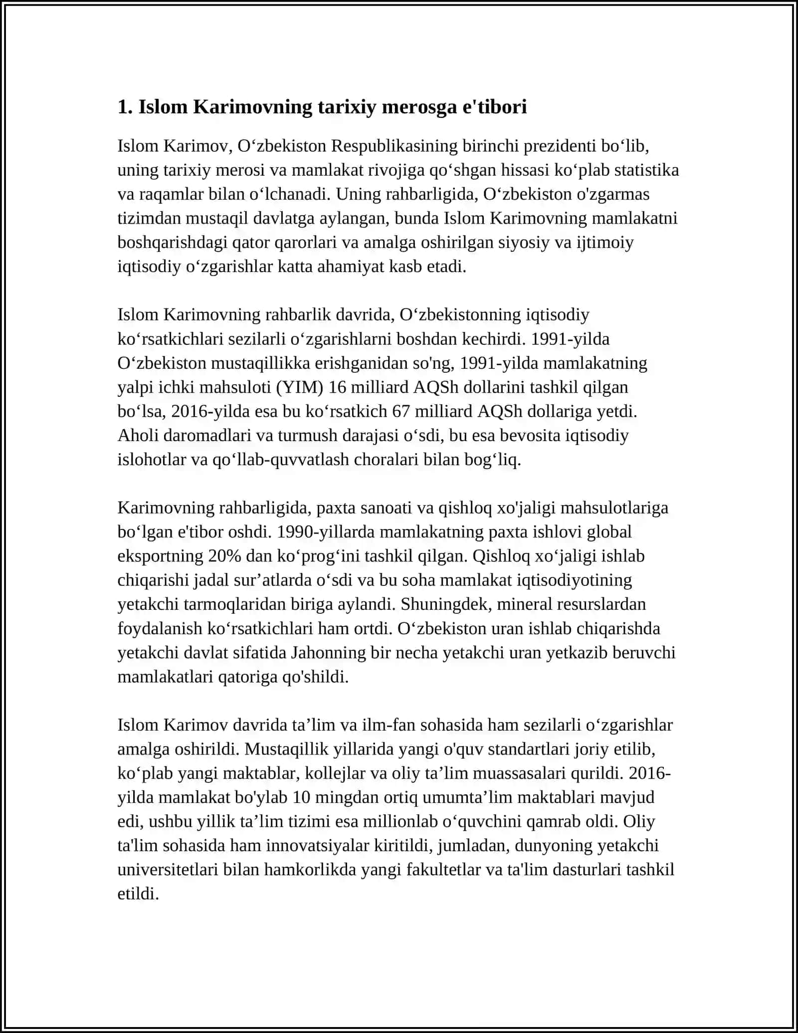 Islom Karimovning ajdodlar merosi va milliy qadriyatlarni tiklash borasidagi xizmatlari 4