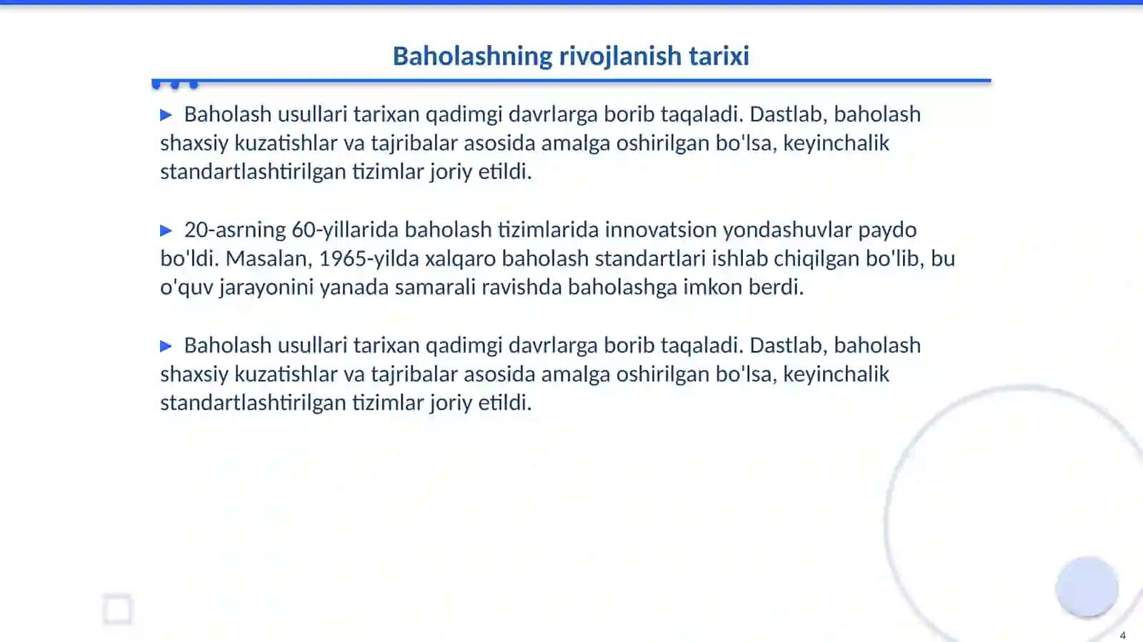 Oʻquvchilar bilimini baholashning innovatsion asoslari 4