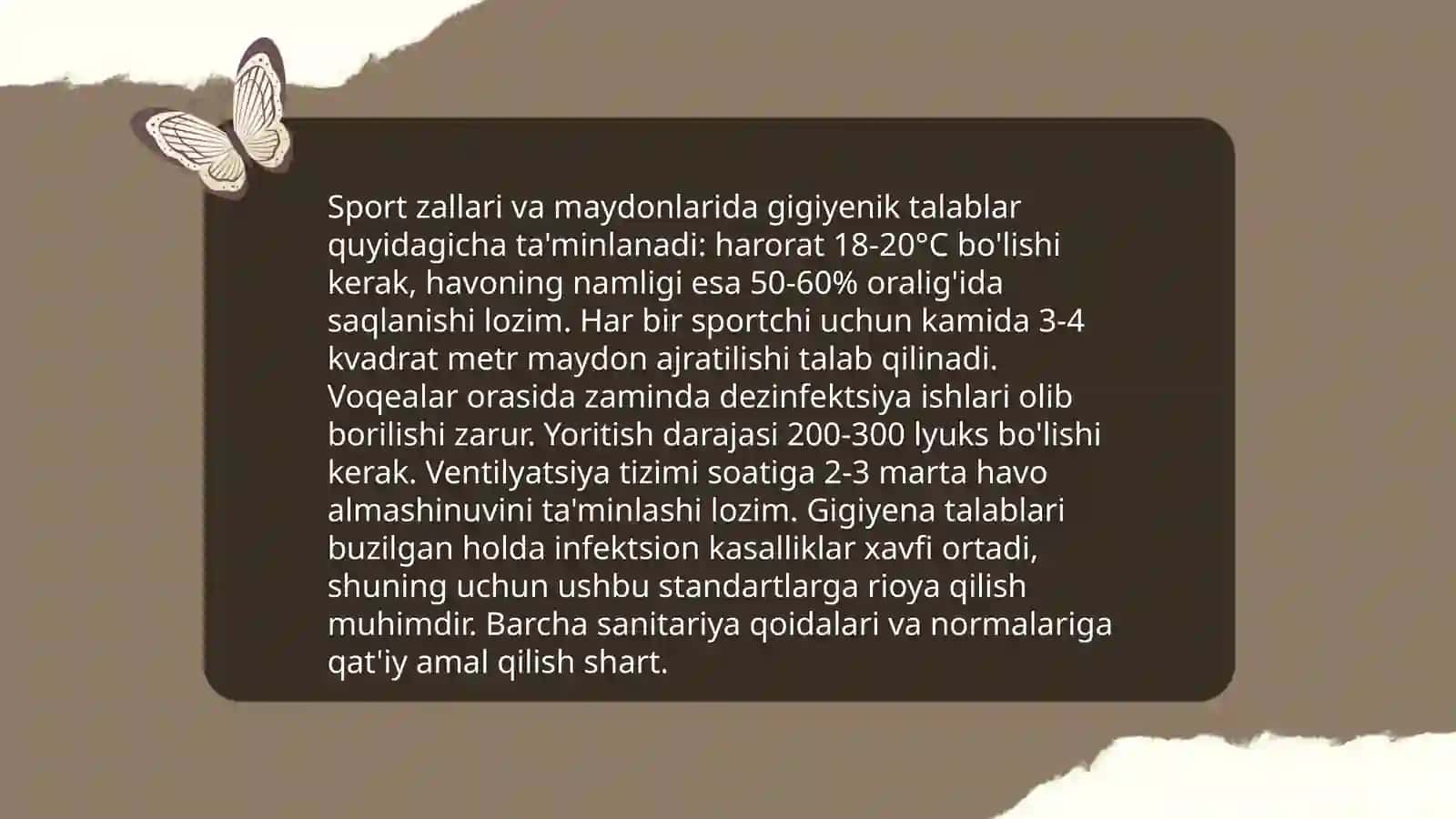 Jismoniy tarbiya faniga boʻlgan gigiyenik talablar 4