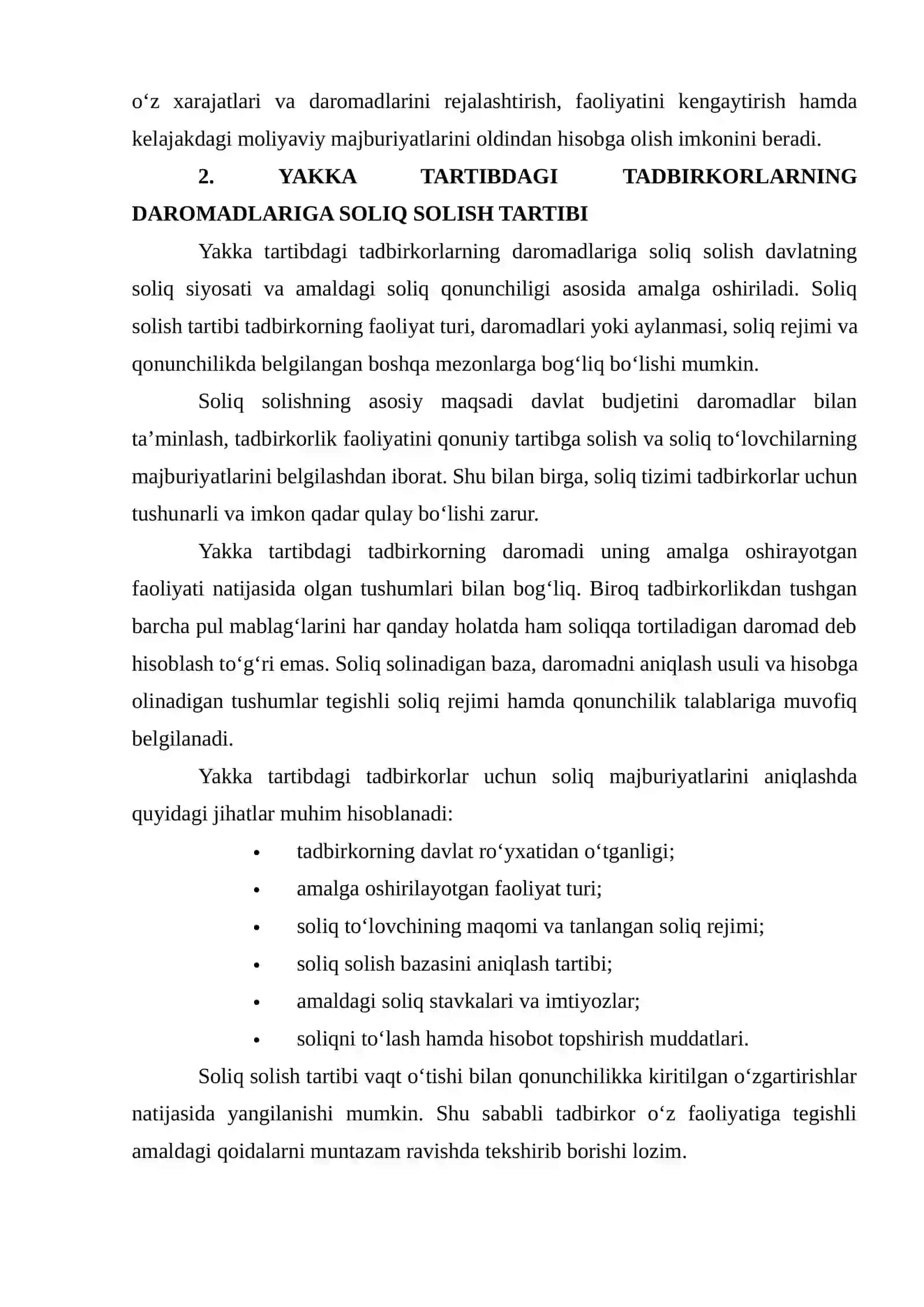 Yakka Tartibdagi Tadbirkorlarning Daromadlariga Soliq Solishning O‘ziga Xos Xususiyatlari 4