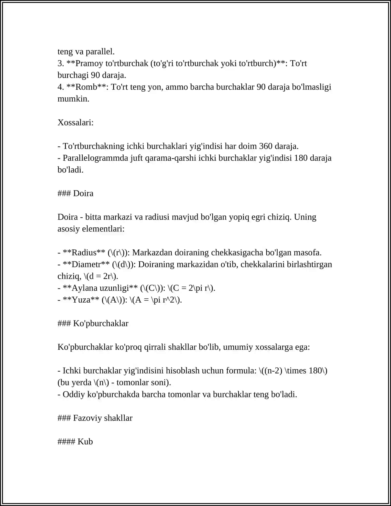 KAMPYUTER GRAFIKASINING MATEMATIK ASOSLARI 4