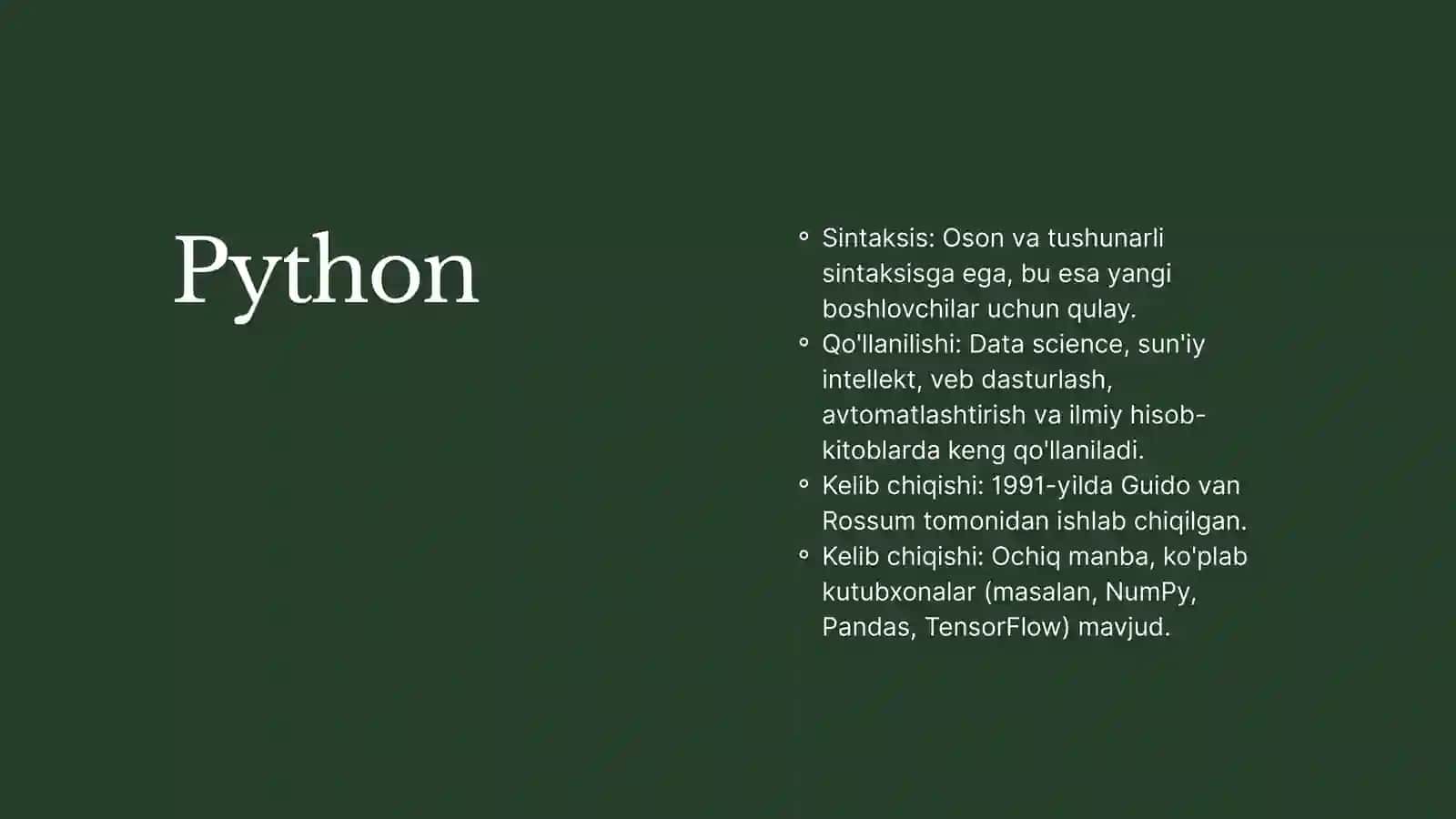 Zamonaviy Dasturlash Tillari 4