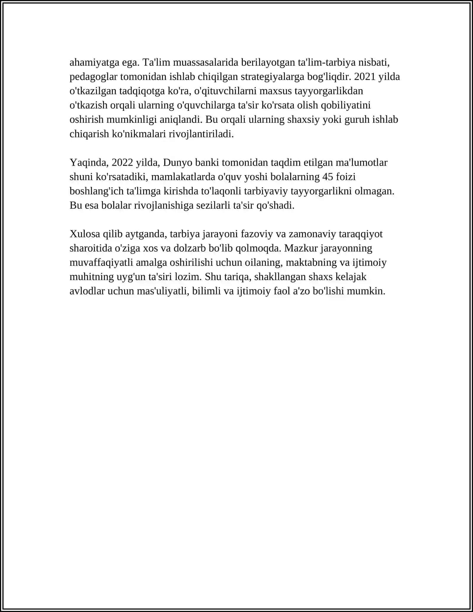 TARBIYA JARAYONINING MOHIYATI VA MAZMUNI TARBIYANING MAQSAD VA VAZIFALARI 4