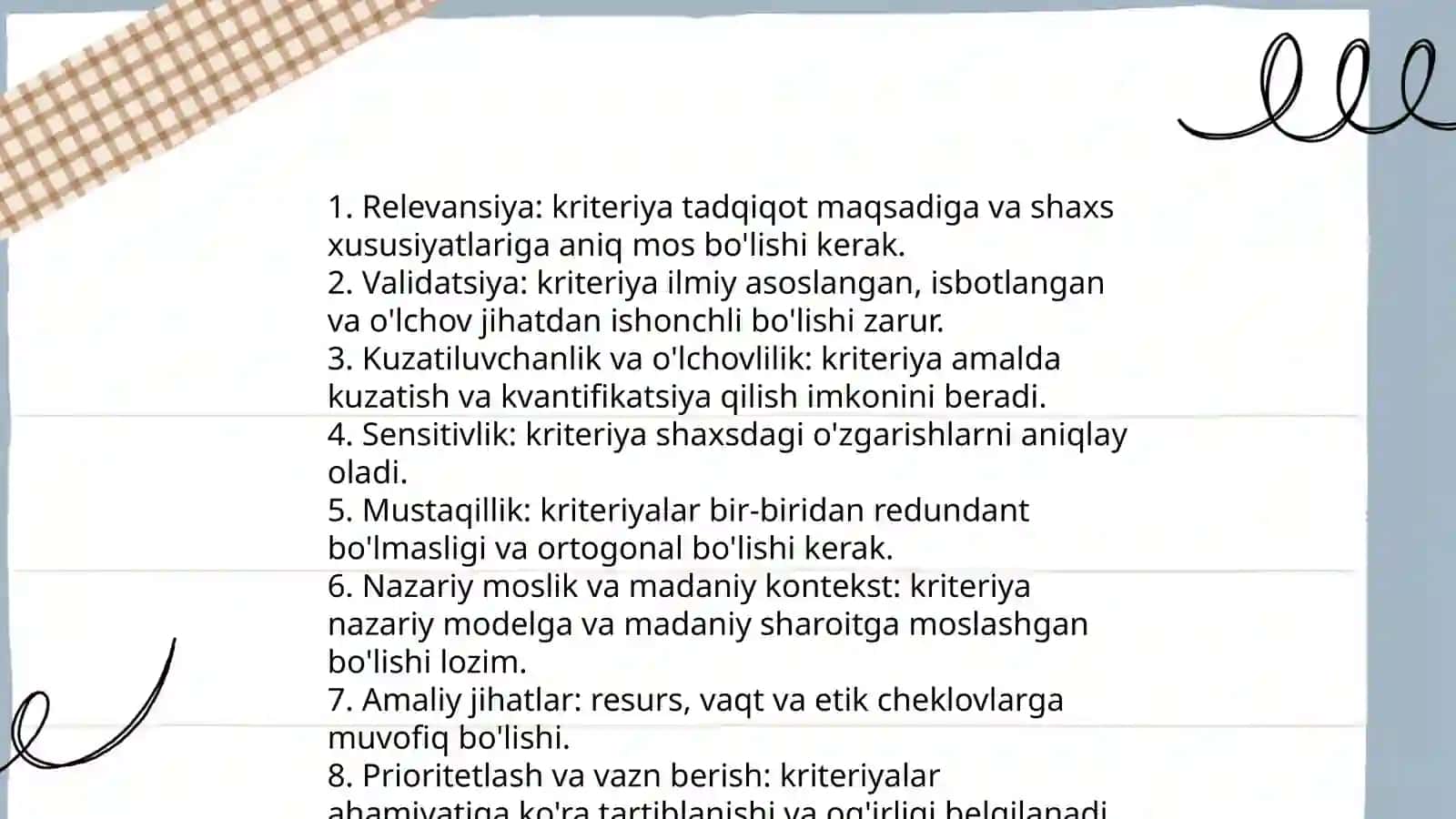Shaxsni tadqiq etishda kriterial tahlil texnikasi 4