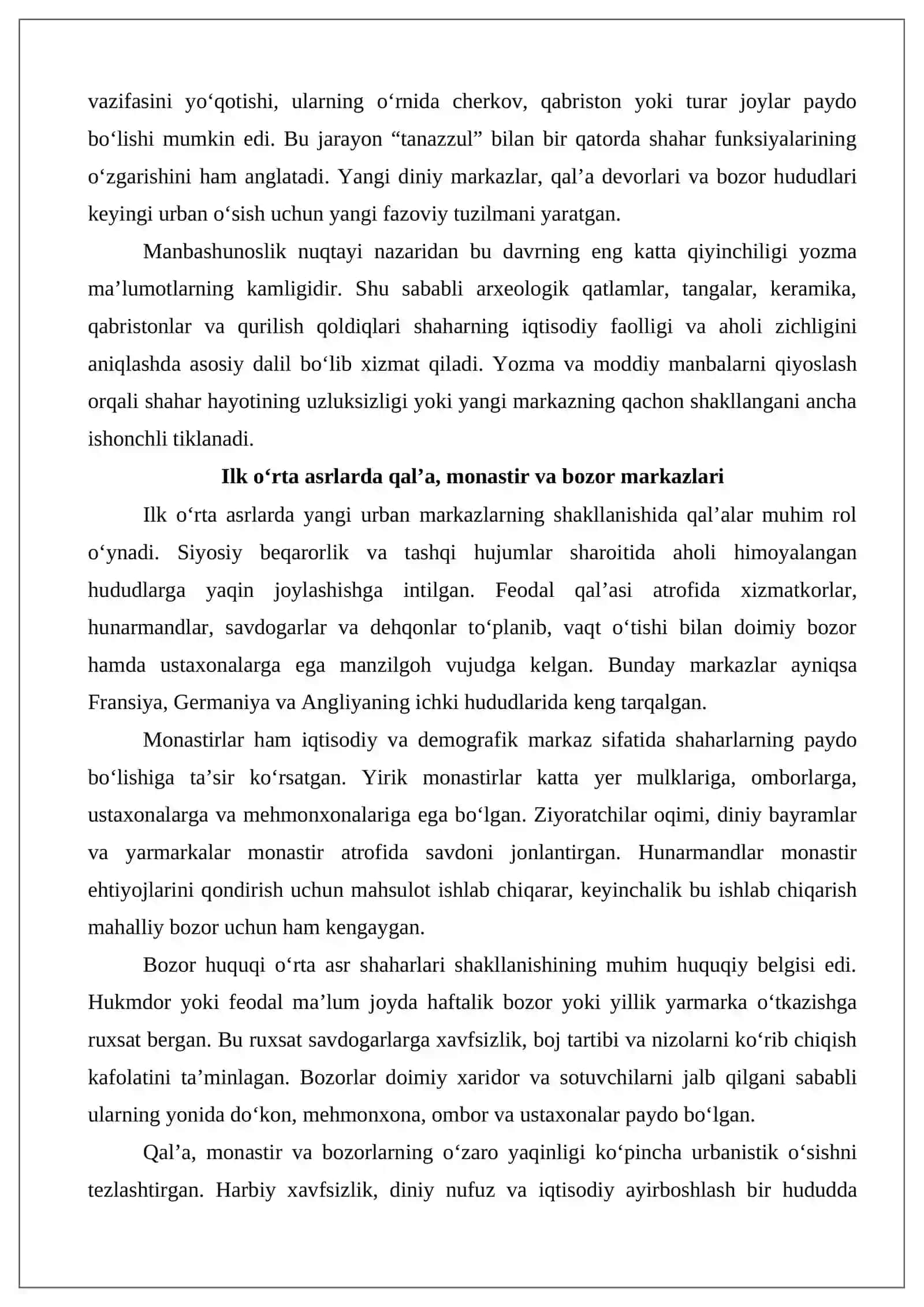 O‘rta asr shaharlarining paydo bo‘lishi. 4