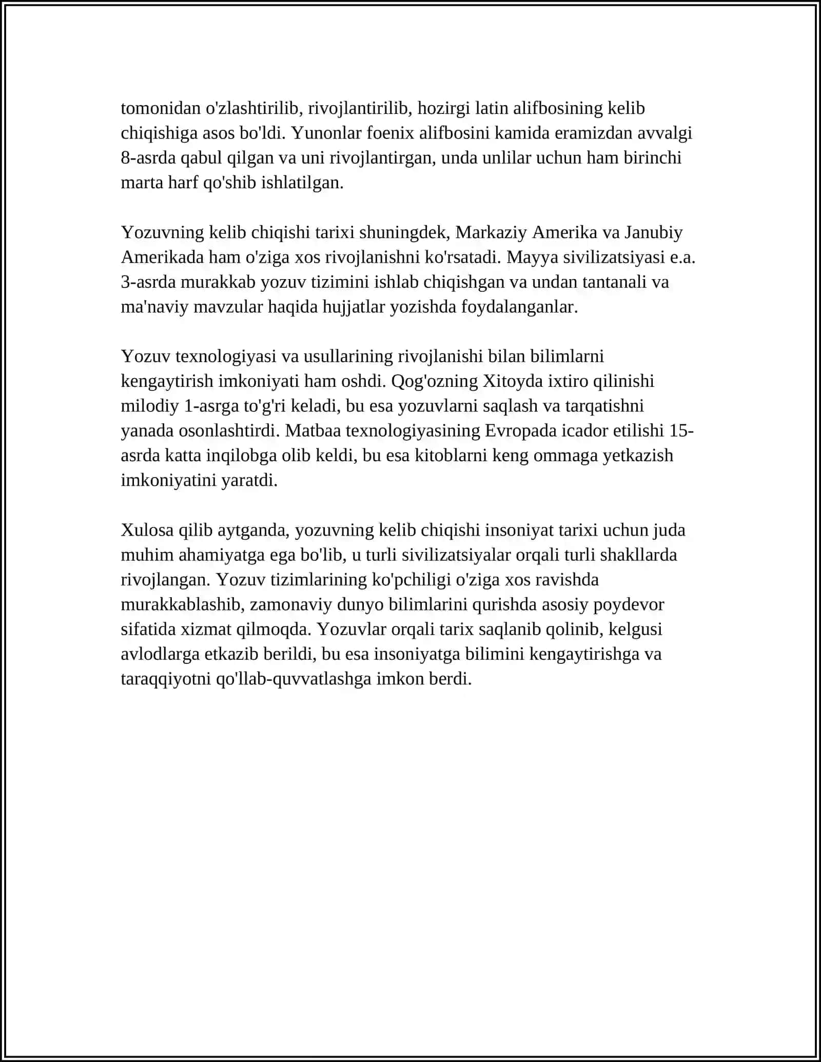 MUSTAQIL ISH Mavzu: ENG QADIMGI DAVRDA YOZUVNING PAYDO BÕLISHI 4