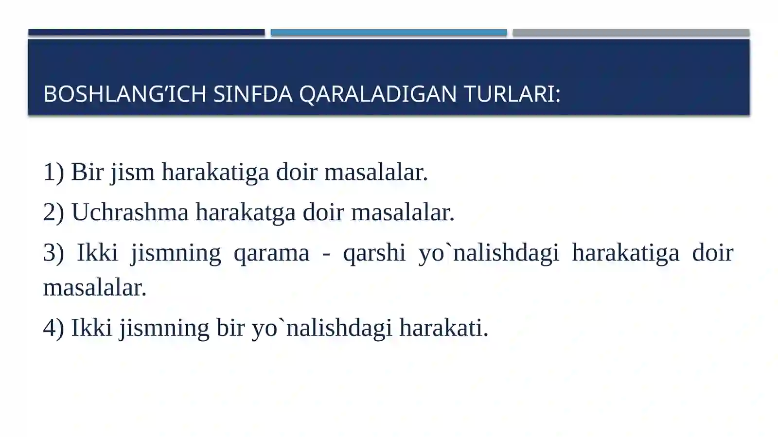 Harakatga doir masalalar yechish metodikasi 4