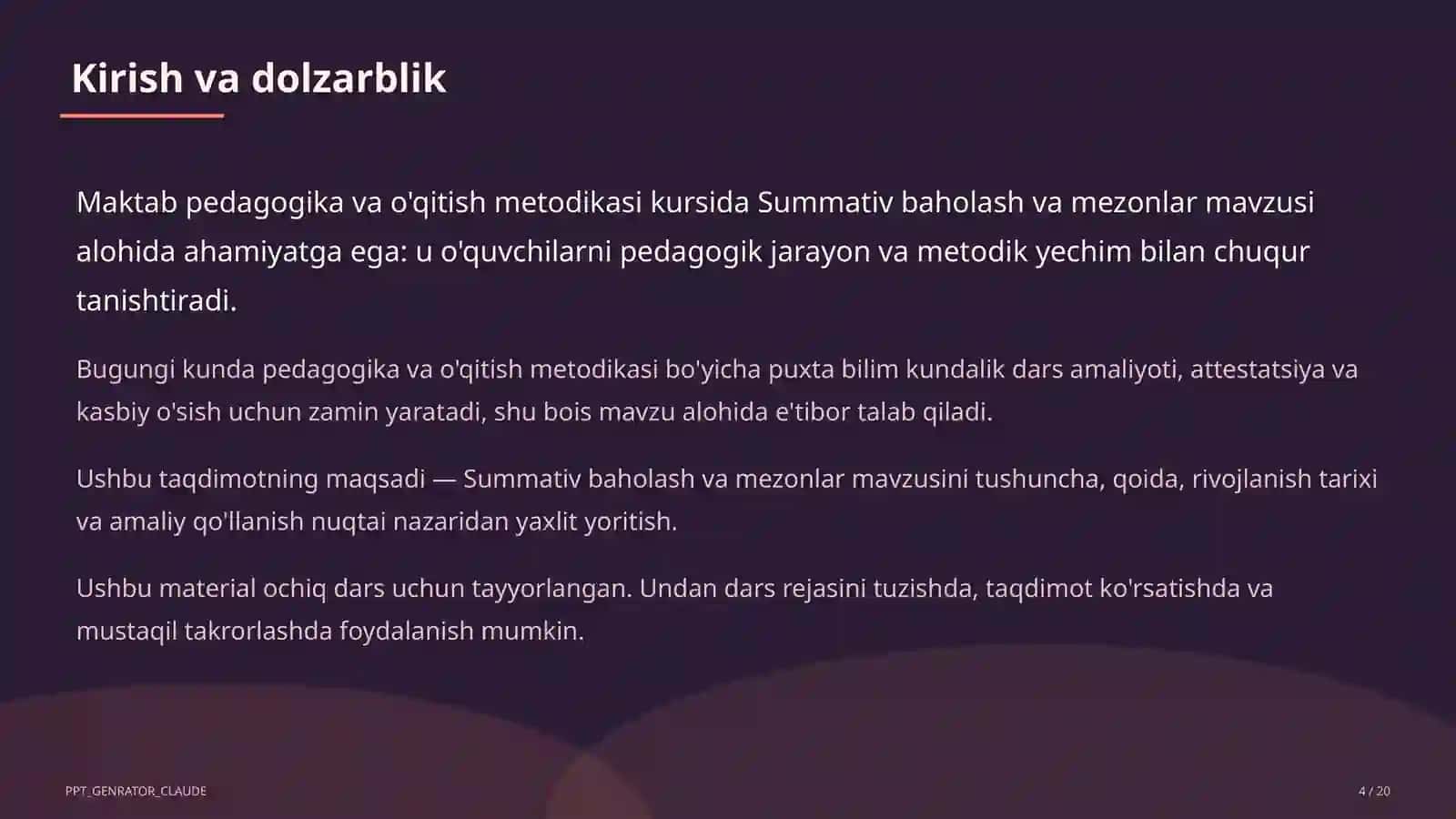 Summativ baholash va mezonlar 4