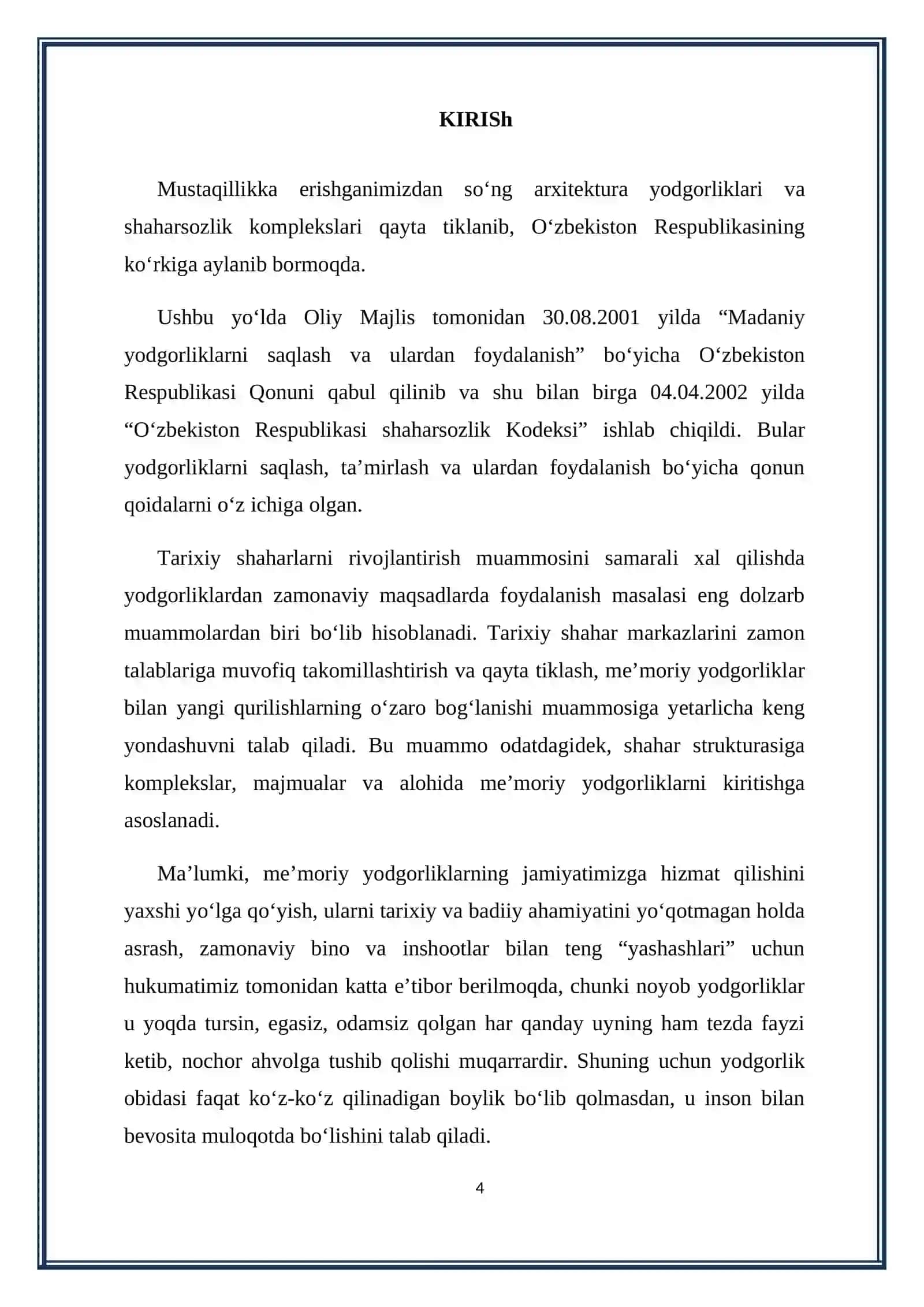 Buxoro an’anaviy turar–joy me’morchiligining, xususiyatlari va rivojlanish asoslari BMI 4