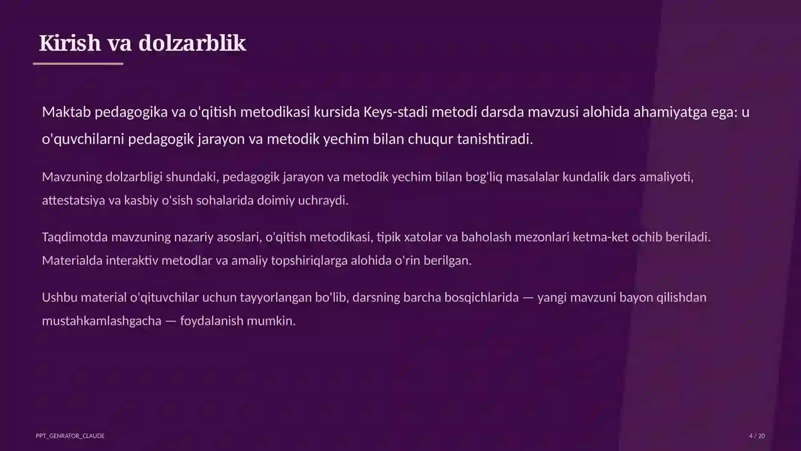 Keys-stadi metodi darsda 4