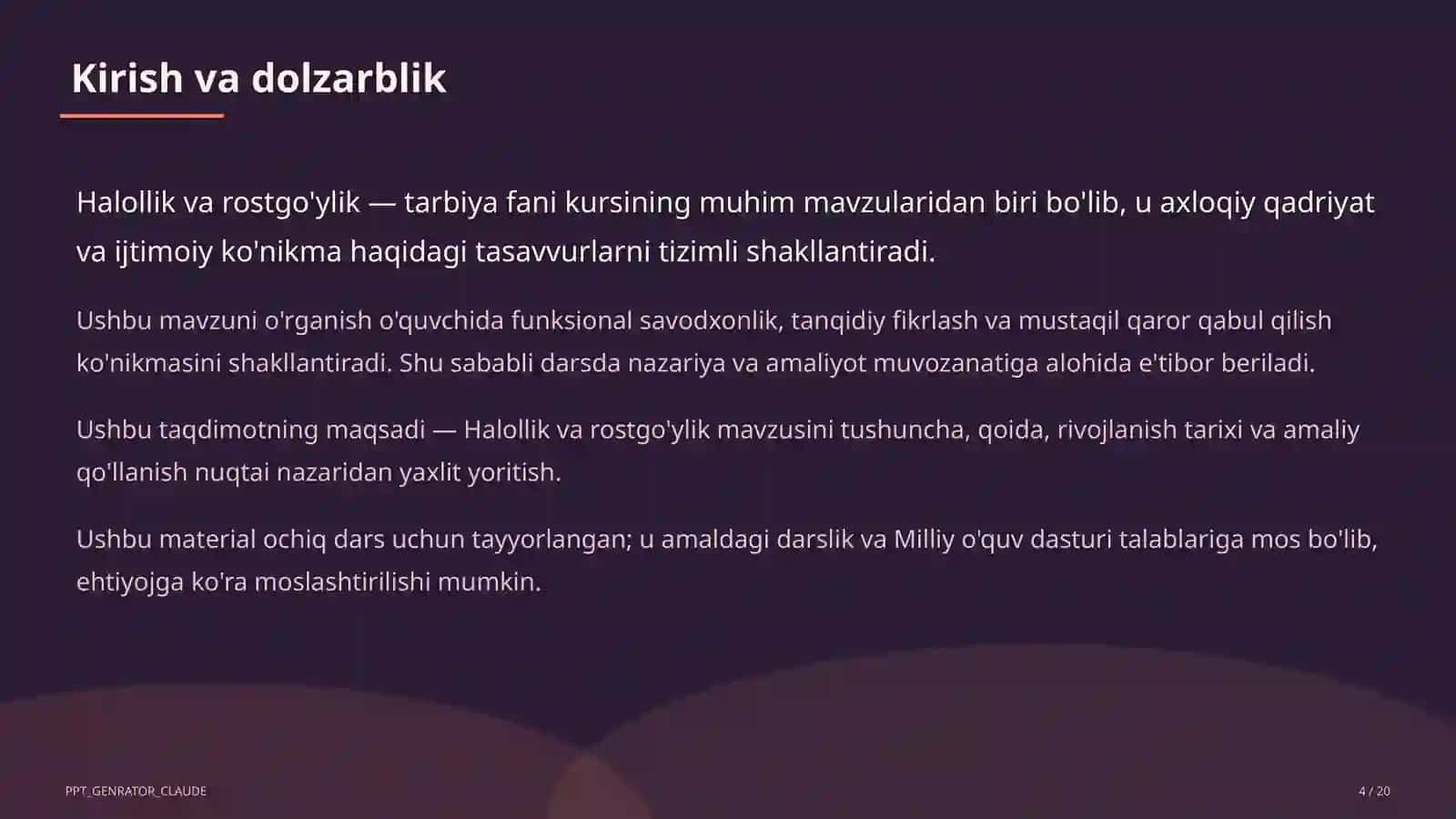 Halollik va rostgo'ylik (2-sinf) 4