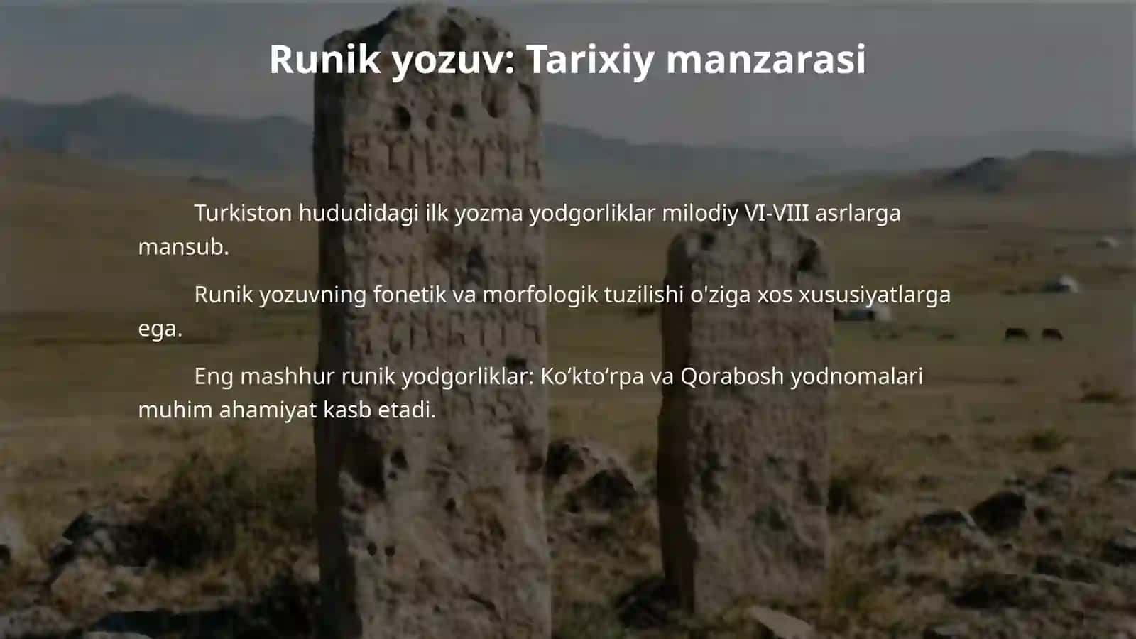 Qadimgi turkiy runik va uyğur yozuvi belgilarini amaliy tanish va yozish 4