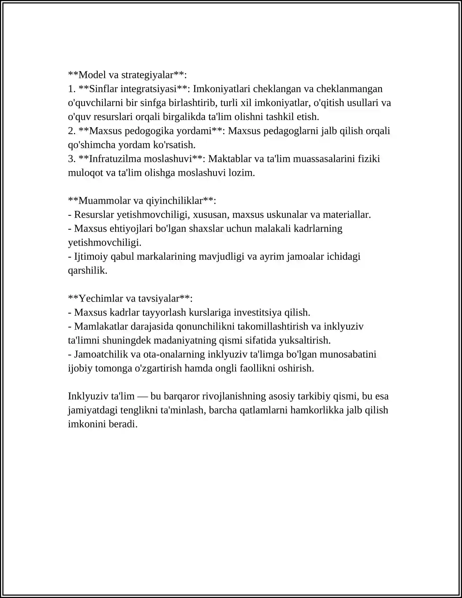 INKLYUZIV TA’LIM KURSINING PREDMETI, OBYEKTI, TAMOYILLARI, MAQSAD VA VAZIFALARI 4