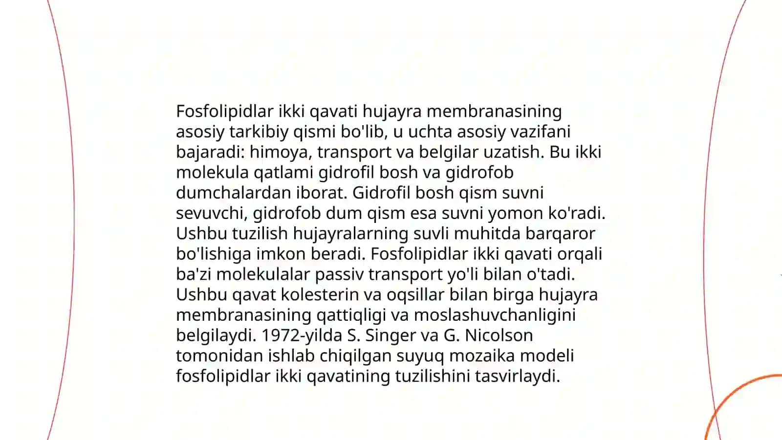 Hujayra membranasi uning nozik tuzilishi va hujayraga moddalarning kirishi 4