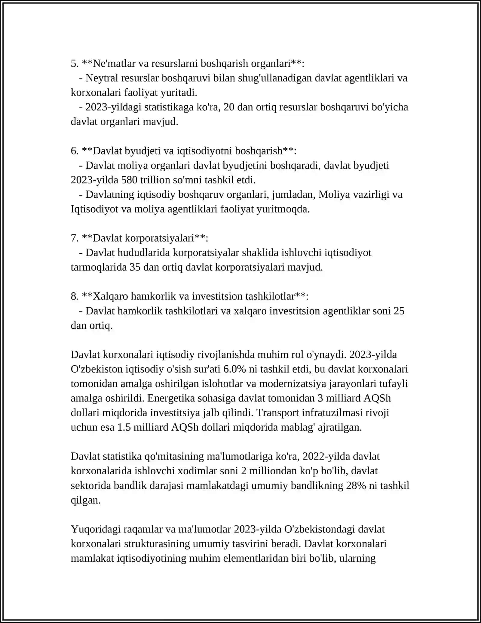 MUSTAQIL ISH Mavzu: DAVLAT KORXONALARI VA AKSIYONERLIK KOMPANIYALARI 4