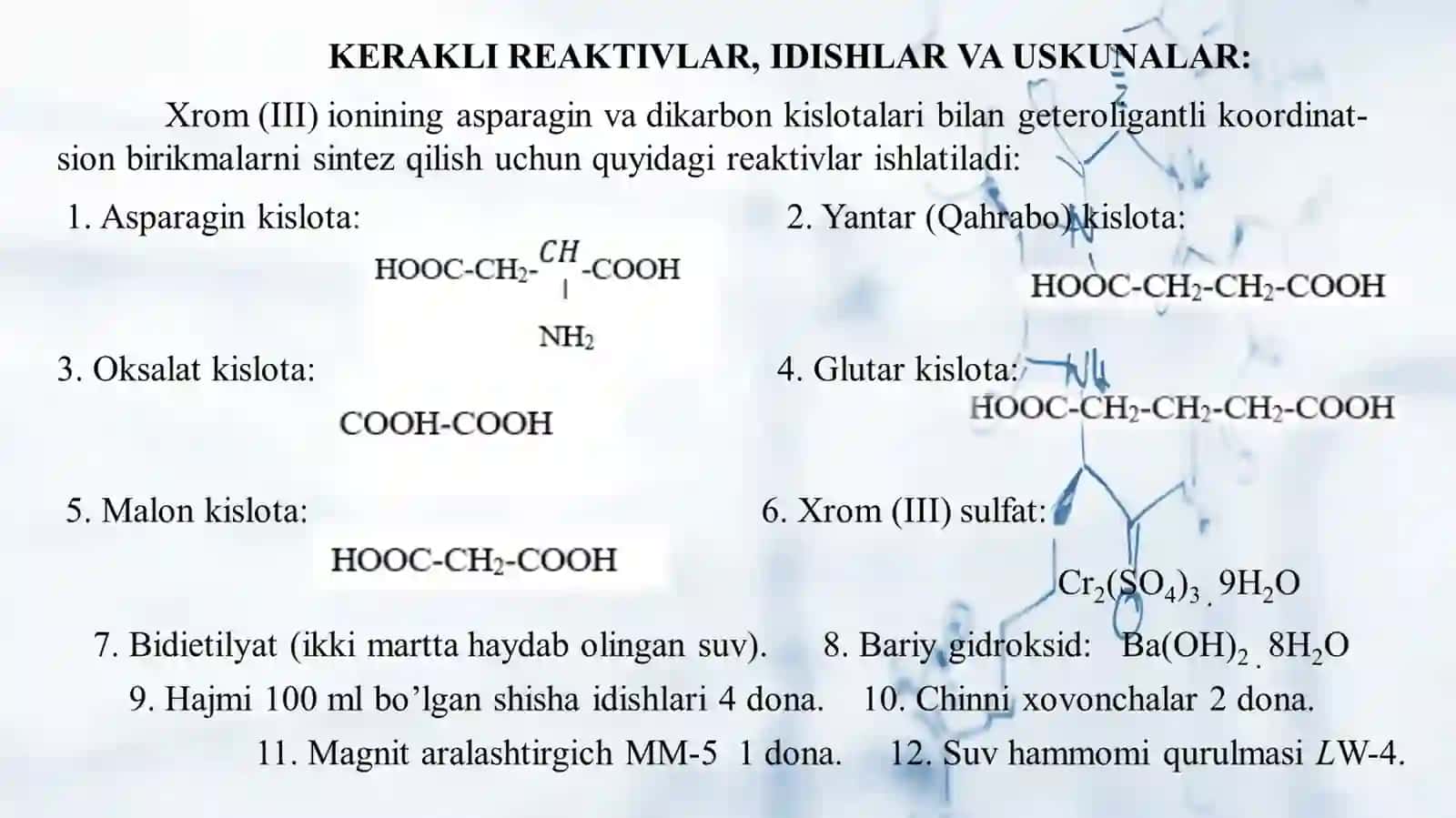 Mavzu: Xrom(III)ionining N,O va Stutganligantlar bilan koordinatsion birikmalarining sintezivat adqiqoti 4