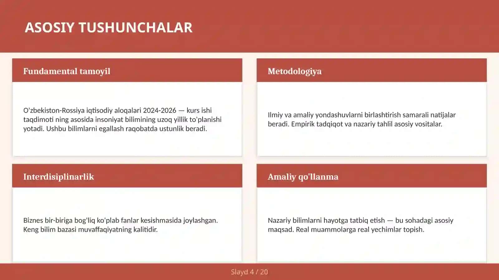 O'zbekiston-Rossiya iqtisodiy aloqalari 2024-2026 — kurs ishi taqdimoti 4