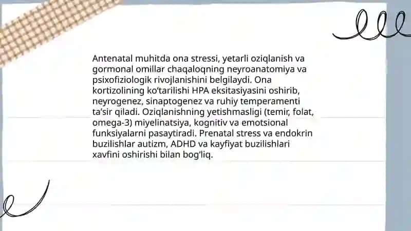 Perinatal va chaqaloqlik davrida psixofizologik rivojlanishga xos xususiyatlari 4