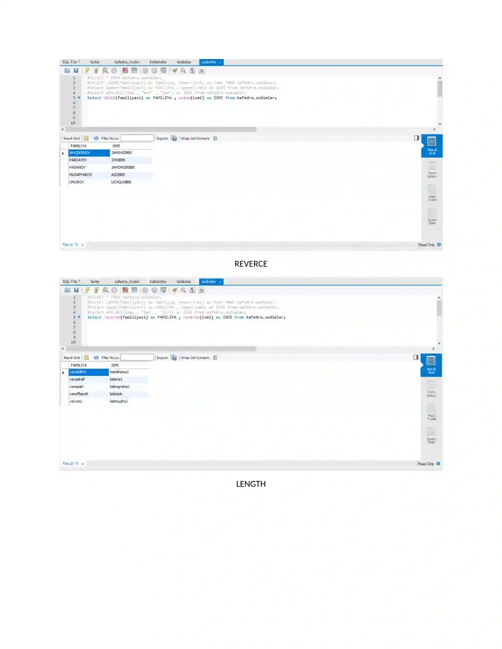 LOWER to COUNT(*) 4