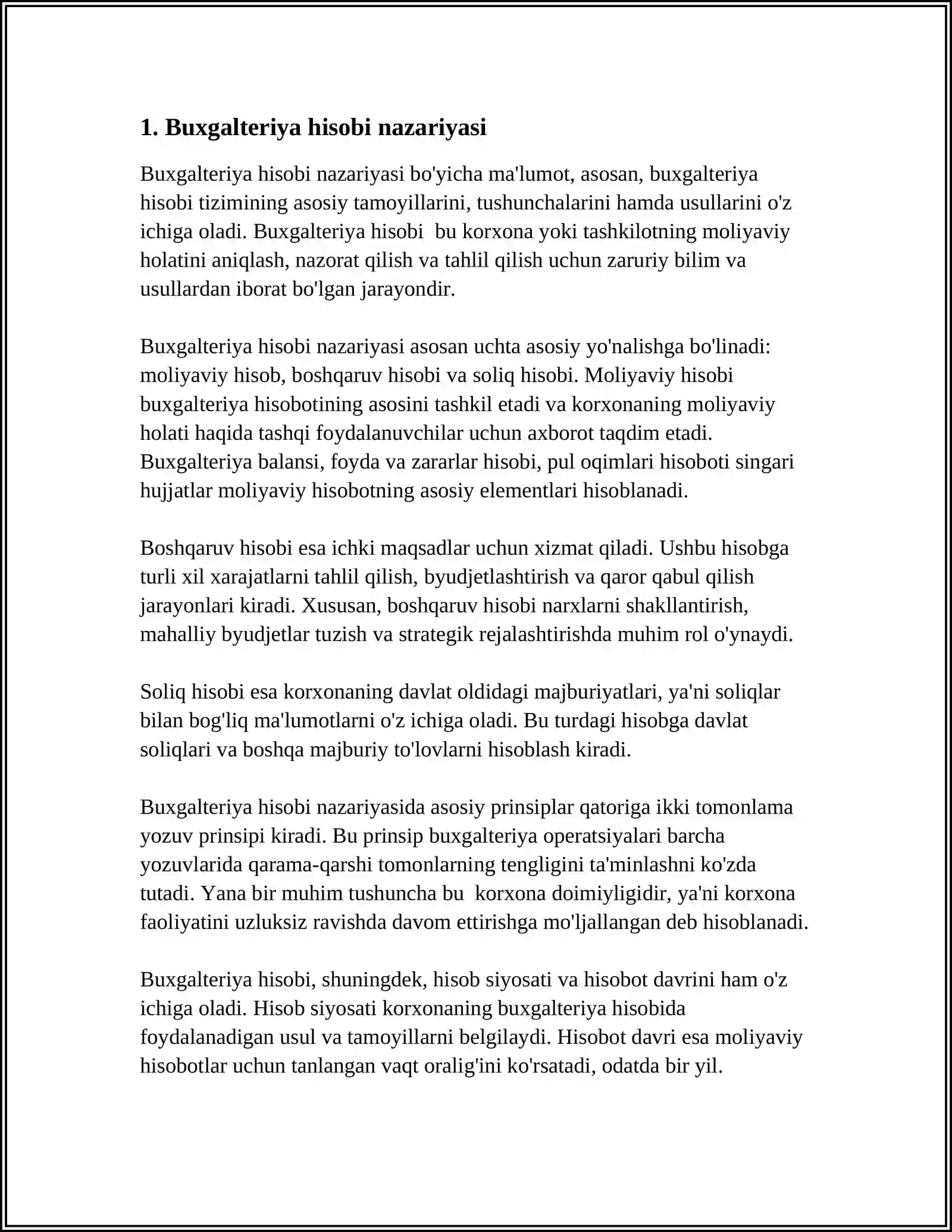 URGANCH DAVLAT UNIVERSITETI IJIMOIY-LQTISODIY FANLAR FAKULTETI BIZNES VA BOSHQARUV KAFEDRASI BUXGALTERIYA HISOBI VA AUDIT YO'NALISHI 4