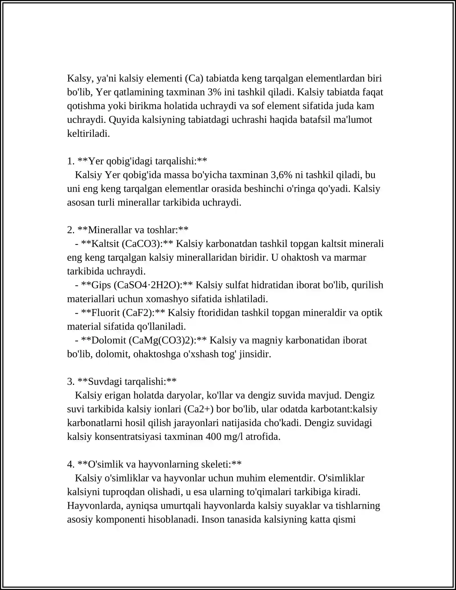 KALSIY ELEMENTI HAQIDA UMUMIY TUSHUNCHALAR 4