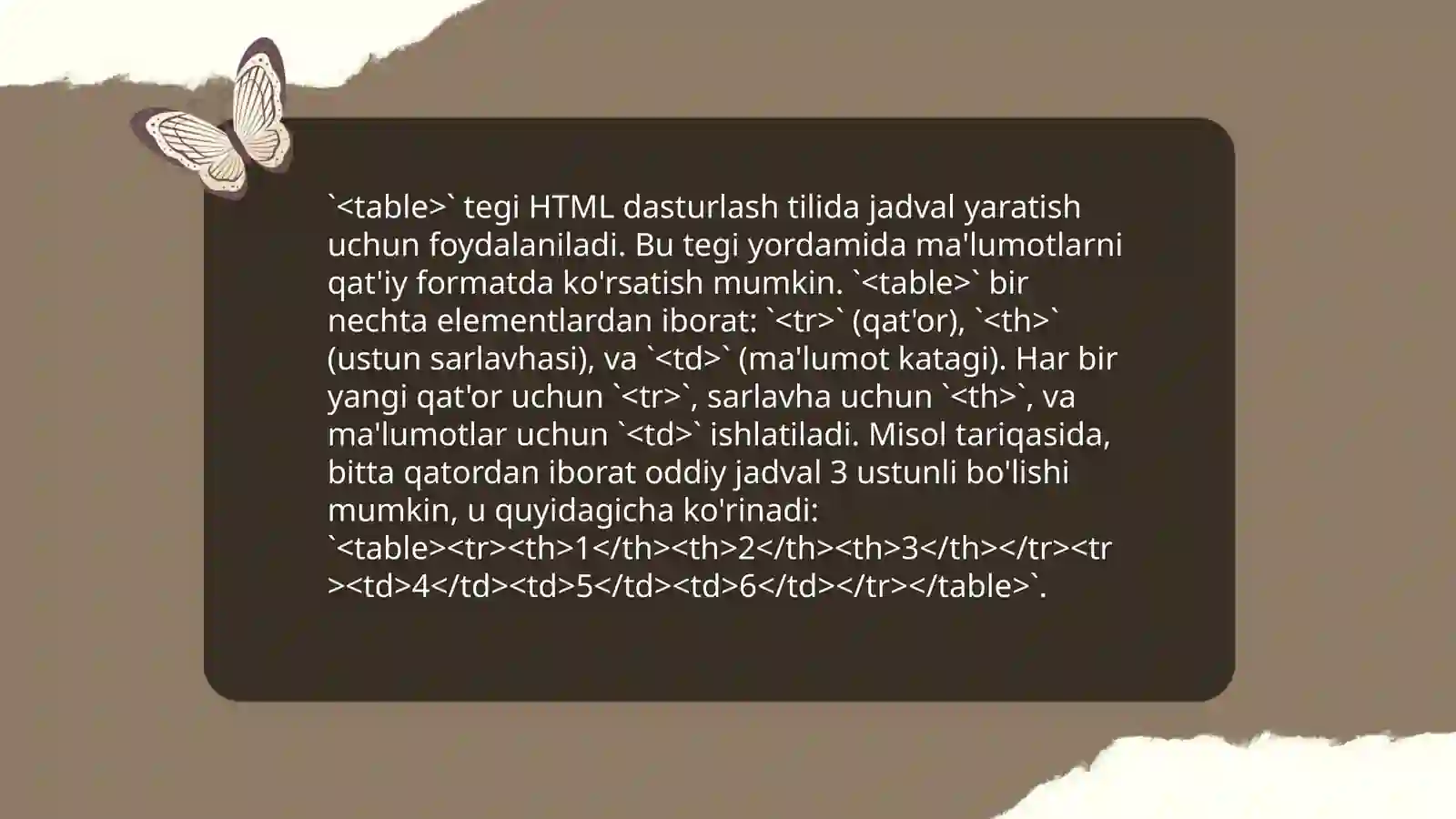 HTML da jadvallar nima va ular bilan ishlash 4
