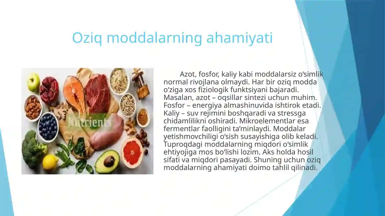 O'simliklar tomjidan olib chiqib keladigan oziq moddalar miqdori va uni hisoblash 4