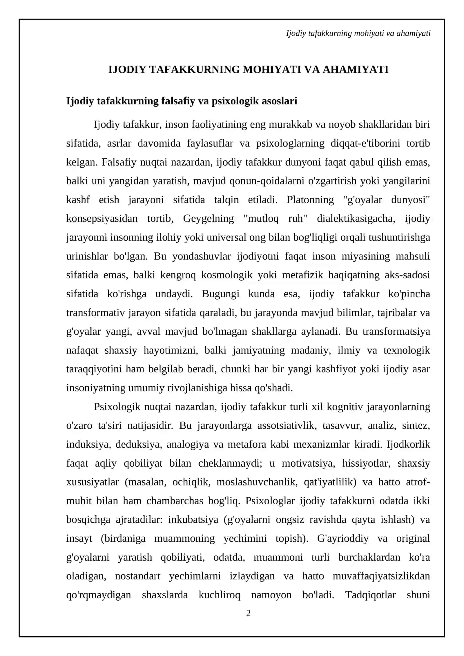 Mustaqil ish: Kreativ fikrlash va uni rivojlantirish yo'llari 4