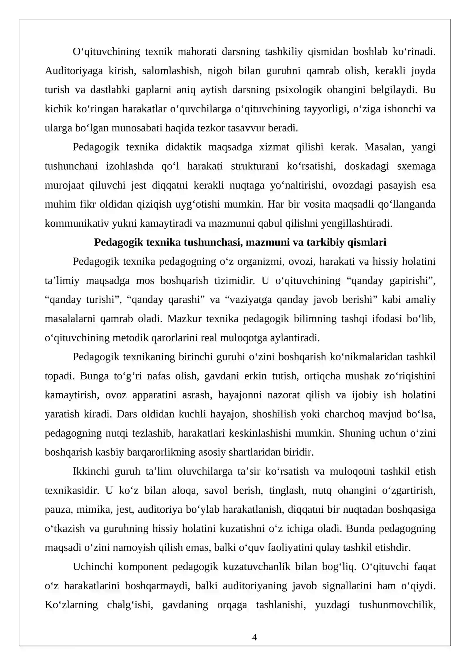 Pedagogik texnika: mimika, pantomimika, jest. Nutq texnikasi. Pedagogik etika va etiket. Pedagogik taktika 4