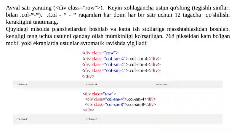 Bootstrap Gridtizimi 4