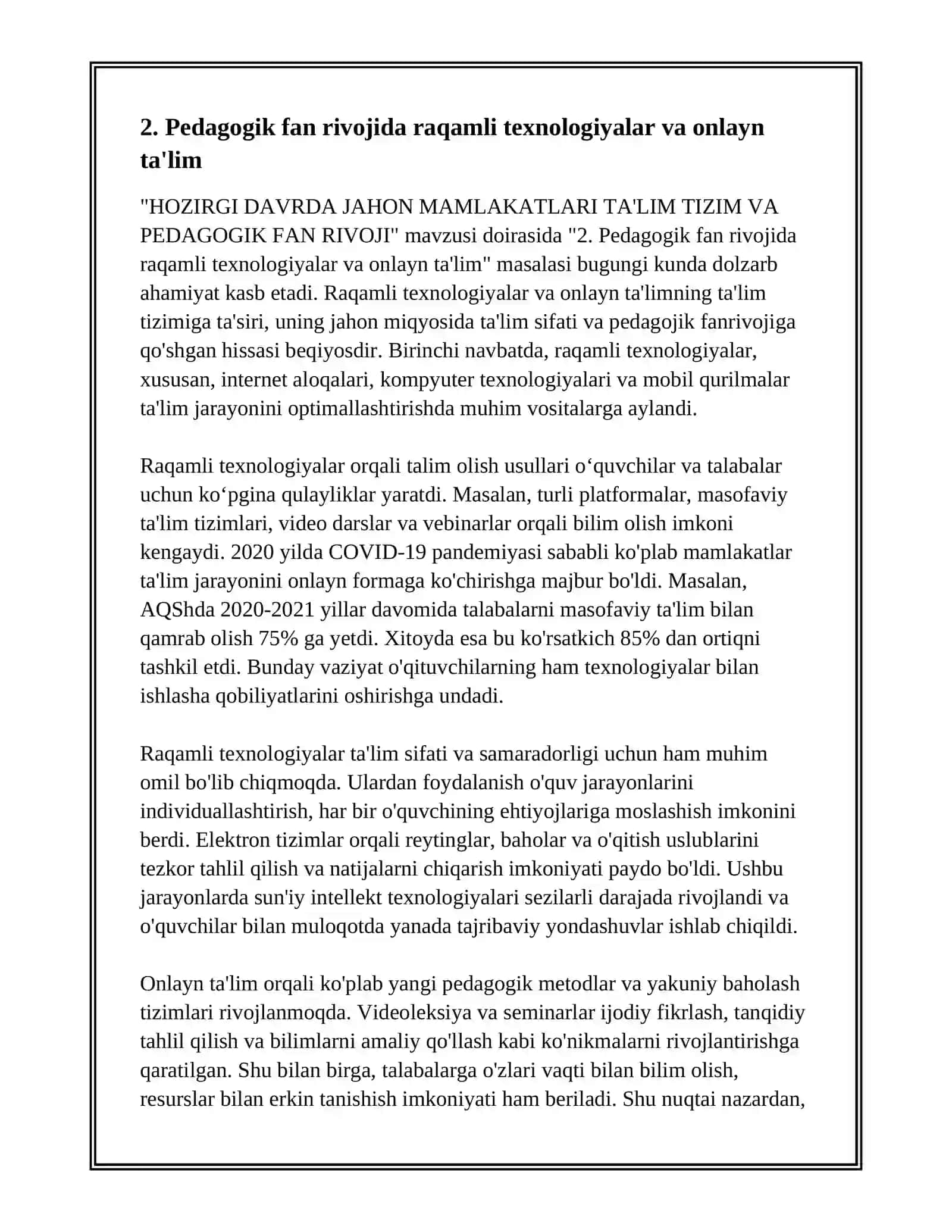 HOZIRGI DAVRDA JAHON MAMLAKATLARI TA'LIM TIZIM VA PEDAGOGIK FAN RIVOJI 4