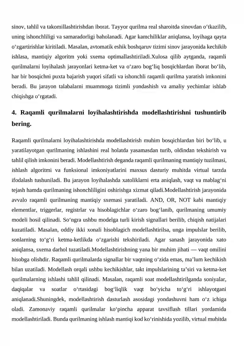 Raqamli qurilmalarni loyihalash 4